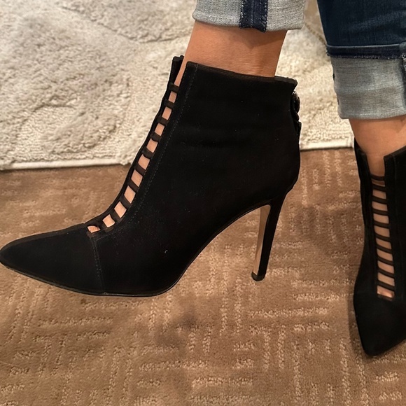 Cynthia Vincent Suede Cutout Ankle Boots - Picture 1 of 5